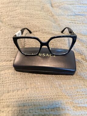 Versace Women's Black Square-Angled Optical Frames
